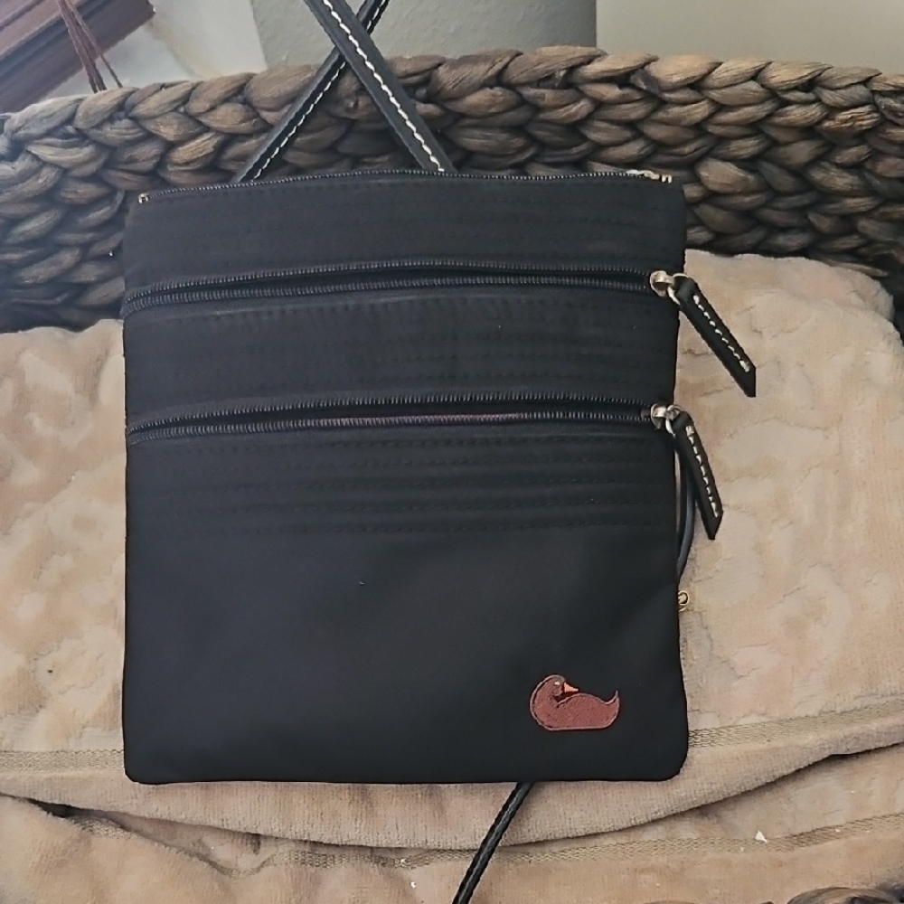 Dooney & Bourke Black Crossbody Bag with Brown Accents